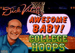 Dick Vitale's Awesome Baby College Hoops title screen for Sega Genesis